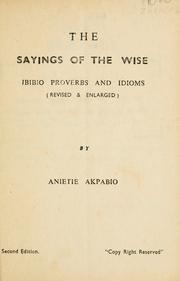 Front cover of The sayings of the wise by Anietie Akpabio