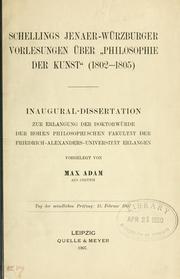 Front cover of Schellings Jenaer-Würzburger Vorlesungen über "Philosophie der Kunst" (1802-1805) by Max Adam