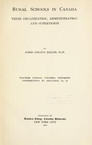 Front cover of Rural schools in Canada by James Collins Miller