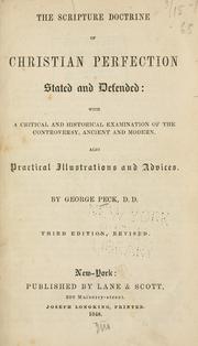 Front cover of The scripture doctrine of Christian perfection stated and defended by Peck, George