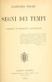 Front cover of Segni dei tempi by Gaetano Negri