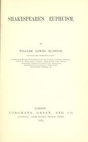 Cover of Shakespeare's euphuism by William Lowes Rushton