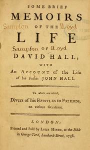 Front cover of Some brief memoirs of the life of David Hall by Hall, David