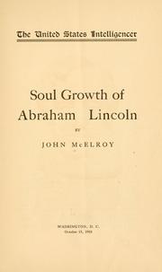 Front cover of Soul growth of Abraham Lincoln by John McElroy