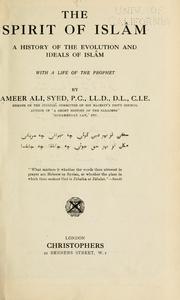 Front cover of The spirit of Islâm by Ali, Syed Ameer
