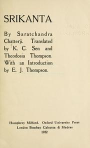 Front cover of Srikanta by Śaratcandra Caṭṭopādhyāya