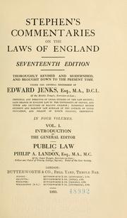 Front cover of Stephen's Commentaries on the laws of England by Henry John Stephen