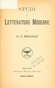 Cover of Studi di letterature moderne by Borgese, Giuseppe Antonio