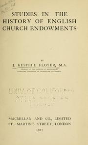 Front cover of Studies in the history of English church endowments by John Kestell Floyer