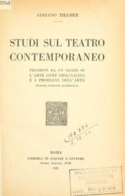 Front cover of Studi sul teatro contemporaneo by Adriano Tilgher