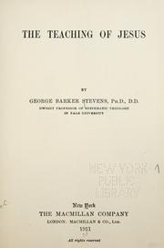 Front cover of The teaching of Jesus by George Barker Stevens