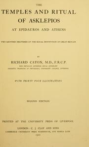 Front cover of The temples and ritual of Asklepios at Epidauros and Athens by Richard Caton