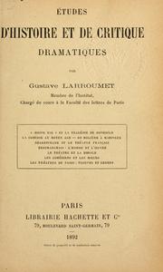 Front cover of Études d'histoire et de critique dramatiques by Gustave Larroumet