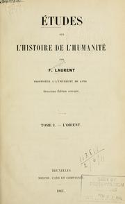 Front cover of Études sur l'histoire de l'humanité by F. Laurent