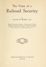 Front cover of The value of a railroad security by Floyd Woodruff Mundy