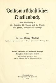 Cover of Volkswirtschaftliches Quellenbuch by Georg Mollat