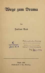 Front cover of Wege zum Drama by Julius Bab
