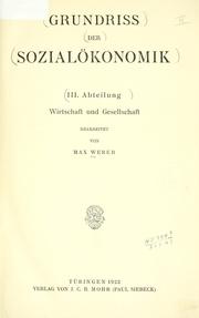 Cover of Wirtschaft und Gesellschaft by Max Weber