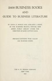 Front cover of 2400 business books by Newark, N. J. Free public library. Business branch.
