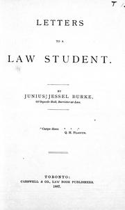 Front cover of Letters to a law student by Junius Jessel Burke