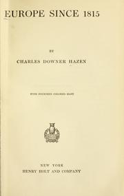 Front cover of Europe since 1815 by Hazen, Charles Downer