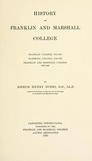 Front cover of History of Franklin and Marshall College by J. H. Dubbs