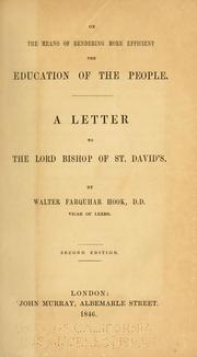 Front cover of On the means of rendering more efficient the education of the people by Walter Farquhar Hook