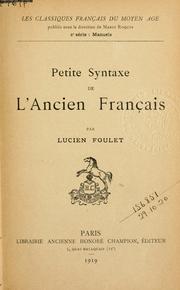 Front cover of Petite syntaxe de l'ancien français by Lucien Foulet