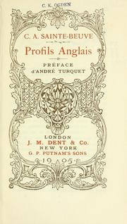 Cover of Profils anglais by Charles Augustin Sainte-Beuve