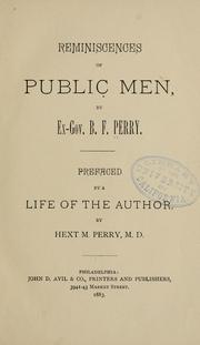 Front cover of Reminiscences of public men by B. F. Perry