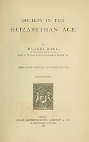 Front cover of Society in the Elizabethan age by Hubert Hall