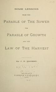 Front cover of Some lessons from the parable of the sower by J. P. Egbert
