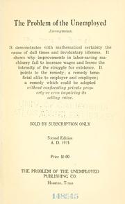Front cover of The problem of the unemployed by Henry Franklin Ring