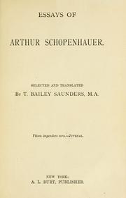 Front cover of The Essays Of Arthur Schopenhauer by Arthur Schopenhauer