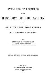 Front cover of Syllabus of lectures on the history of education by Cubberley, Ellwood Patterson