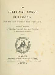 Front cover of The political songs of England by Thomas Wright