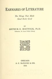 Cover of Earmarks of literature by Bostwick, Arthur Elmore