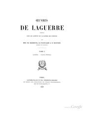 Front cover of Oeuvres de Laguerre by Edmond Nicolas Laguerre