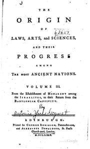 Front cover of The origin of laws, arts, and sciences by Antoine-Yves Goguet