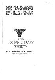 Cover of Glossary to accompany Departmental ditties as written by Rudyard Kipling by Kipling Collection (Library of Congress)