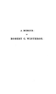 Front cover of A memoir of Robert C. Winthrop by Robert Charles Winthrop Jr.
