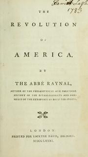 Cover of Révolution de l'Amérique by Raynal abbé