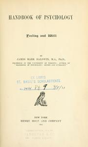 Cover of Handbook of Psychology vol 2, Feeling And Will by James Mark Baldwin