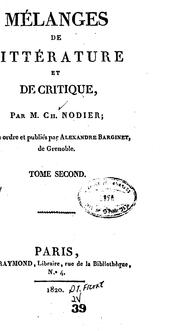 Front cover of Mélanges de littérature et de critique by Charles Nodier