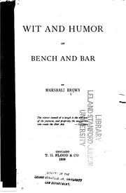 Front cover of Wit and humor of bench and bar by Marshall Brown