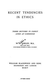 Front cover of Recent tendencies in ethics by William Ritchie Sorley