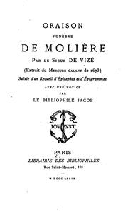 Front cover of Oraison funèbre de Molière by Jean Donneau de Visé
