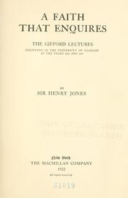 Cover of A faith that enquires by Jones, Henry Sir