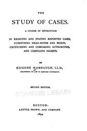 Cover of The study of cases by Wambaugh, Eugene