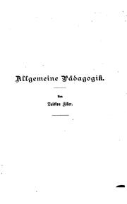 Front cover of Allgemeine Pädagogik by Tuiskon Ziller